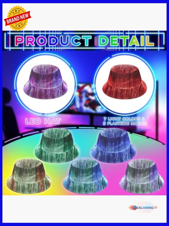 LED Fiber Optic Baseball Hat with 7 Light Modes and USB Charging main image 2